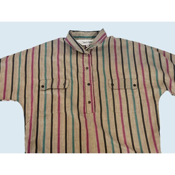 Vintage Diane von Furstenberg DVF Striped Shirt Dress Tunic 80s / 90s Size S - Picture 4 of 8